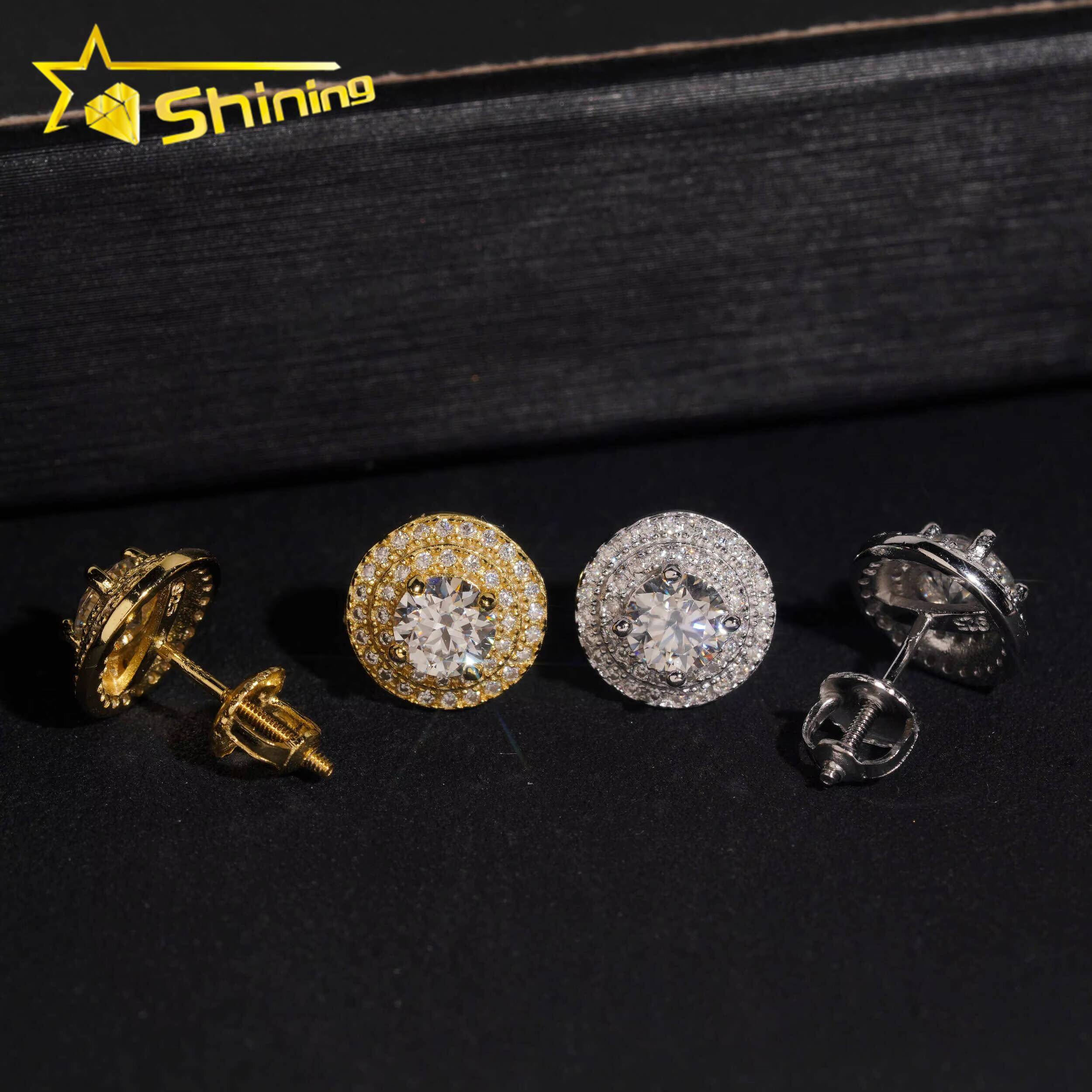 Fine Jewelry Iced Out Silver 925 Earrings Hip Hop Men Women Screw Back VVS Moissanite Earrings Ship From USA Warehouse