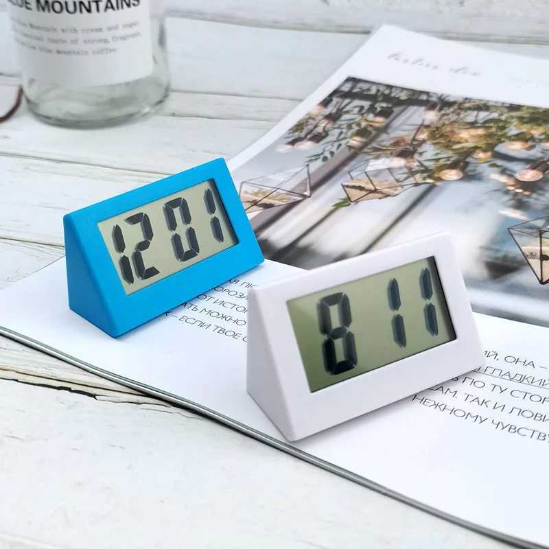 Battery Powered Mini Desk Clock Date 12-Hour Time Display Portable Digital Table LCD Clock for Student/Car/Bedroom D260318