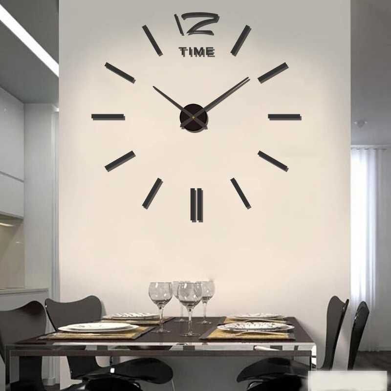 2023 Modern Design Large Wall Clock 3D DIY Quartz Clocks Fashion Watches Acrylic Mirror Stickers Living Room Home Decor Horloge D260318