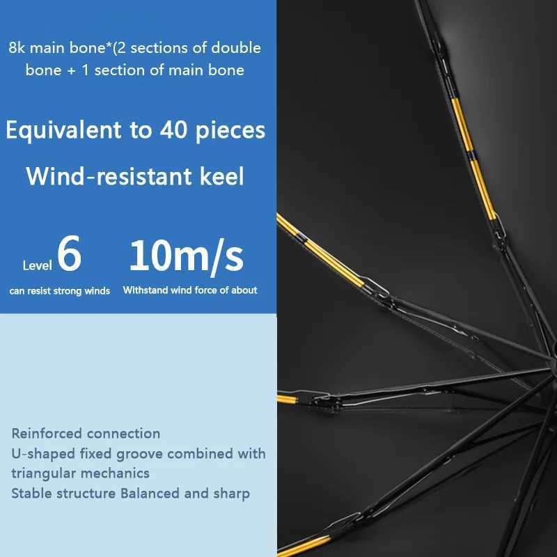 Automatic Umbrella 60 Bone Solid Color Light Collapsible Large Format Outdoor Waterproof Sunshade Uv Protection Umbrella H260318 - view 4