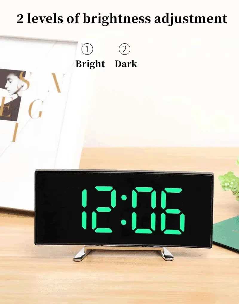 Electronic Alarm Clock Noiseless Design Digital LED Large Display Mirror Digital Alarm Clock for room decoration D260318