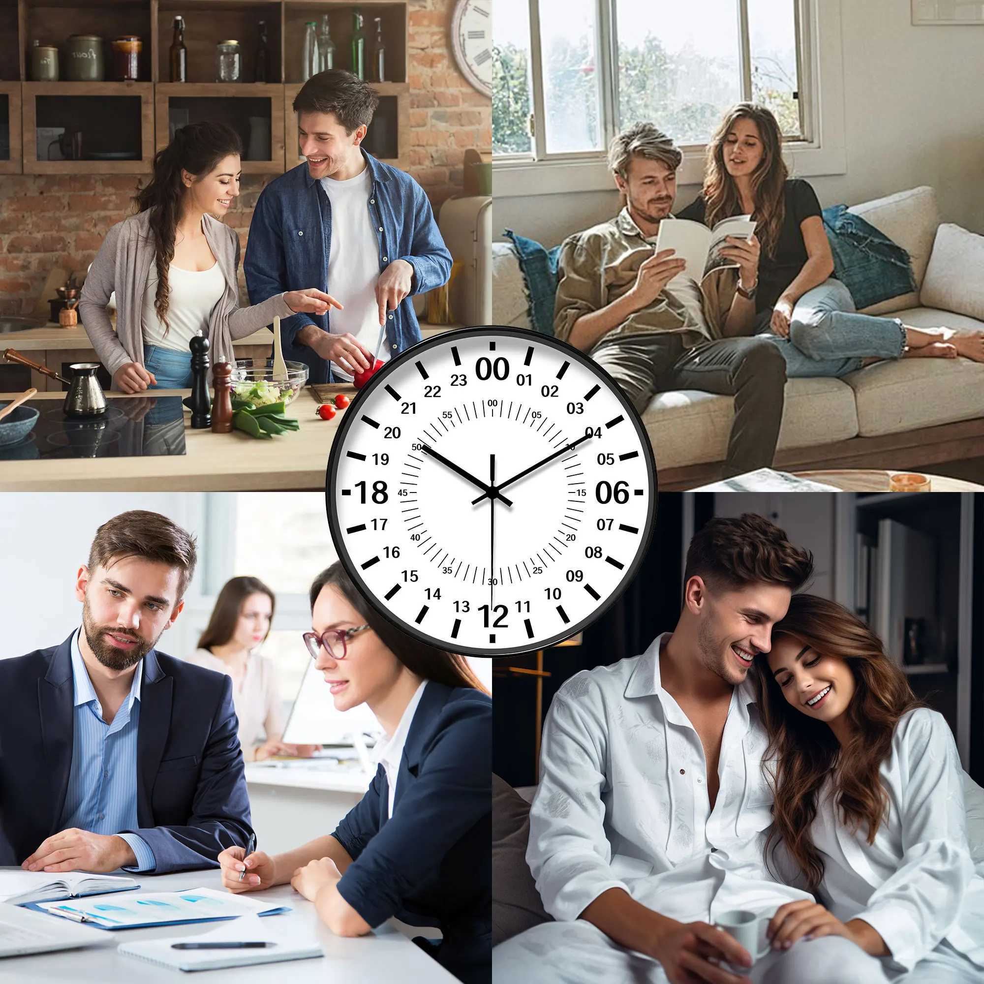 Round 24 - Hour Special Timing Wall Clock Precise Minute Mark Decor Batteries Not Included 10-16 Inches D260318