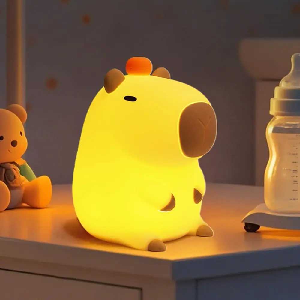 Capybara Little Night Light USB Rechargeable Animal Lamps Silicone Night Light with Timing Function Childrens Christmas Gifts H260318