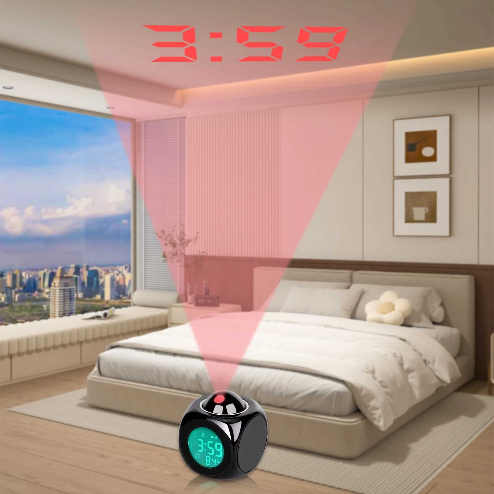 RioCubee Smart LCD Projection Electronic Alarm Clock with English Timed Announcement Xmas Birthday Gift D260318