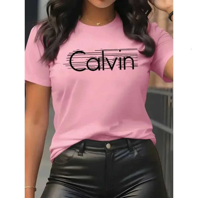 Calvin Womens T-Shirt Leisure Fashion Short Sleeve Cotton Tees High Quality Comfortable Brand T-shirt Summer Streetwear Y2k TopT260317