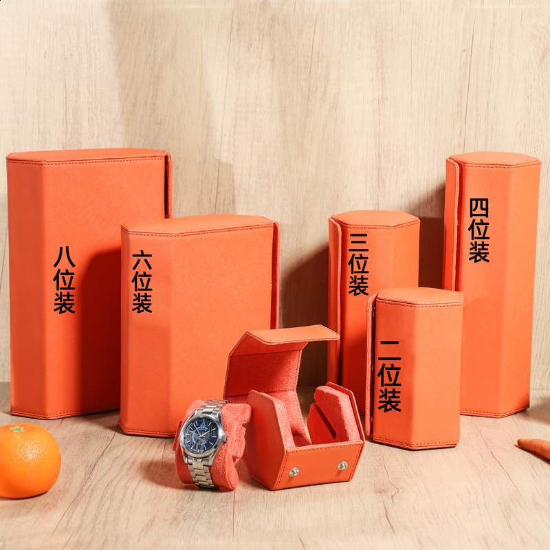 3-Slot Hexago Watch Roll Travel Case Portable Vintage Leather Watch Display Case Storage Box Watch Organizers Men Christmas Gift 240613