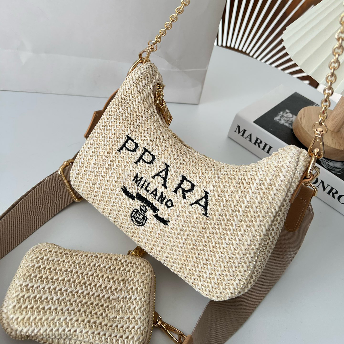 Designer Bag Women Straw bag woven Shoulder Bag Handbag Underarm Bag Chain Purse Design Crossbody long stick women's small tote bag beach bag