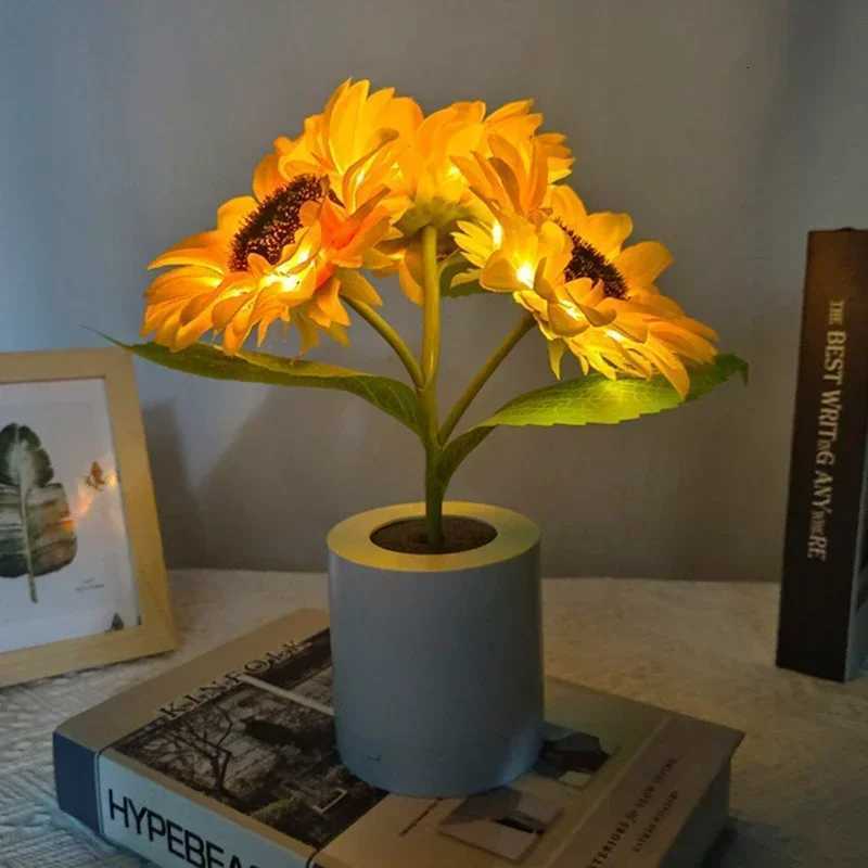 3 LED Night Light Rechargeable Sunflower Lights Interior Lighting Bedroom Bedside Desktop Decoration Table Lamp Night Lamps Dad H260318