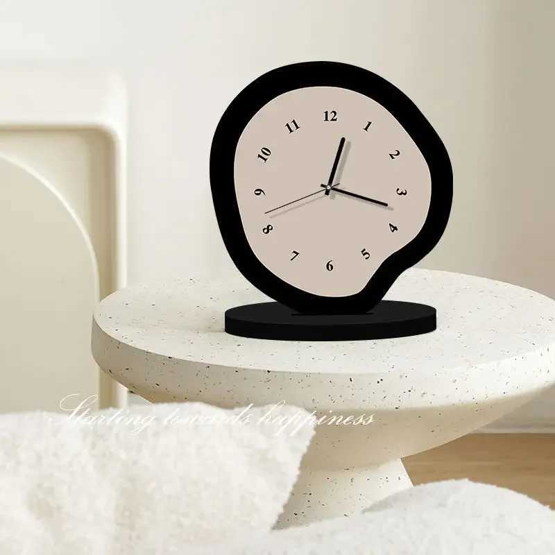 Cream Style Wall Clocks Modern Table Needle Clocks Desktop Clock Ornament Living Room Decorations Home Countertops Decor D260318