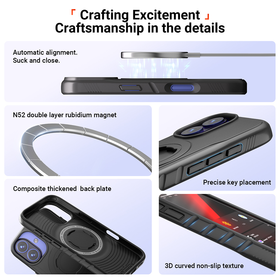 Bike Phone Case Compatible with iPhone 17, Quick-Release Lock for Motorcycle Mount, Slim Shockproof Cover, Black