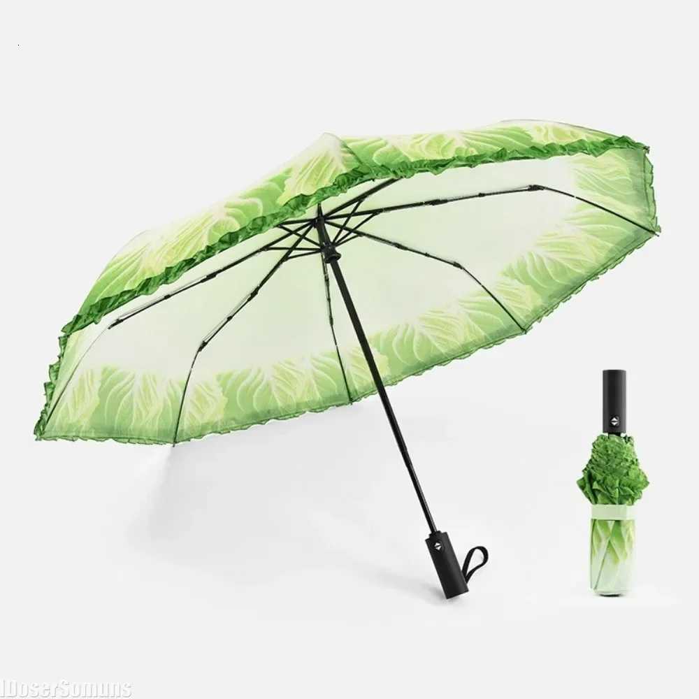 Creative Cabbage Umbrella UV Protection Beach Funny Vegetable Umbrella Parasol Gifts Lettuce Folding Rainy and Sunny Umbrellas H260318 - view 7