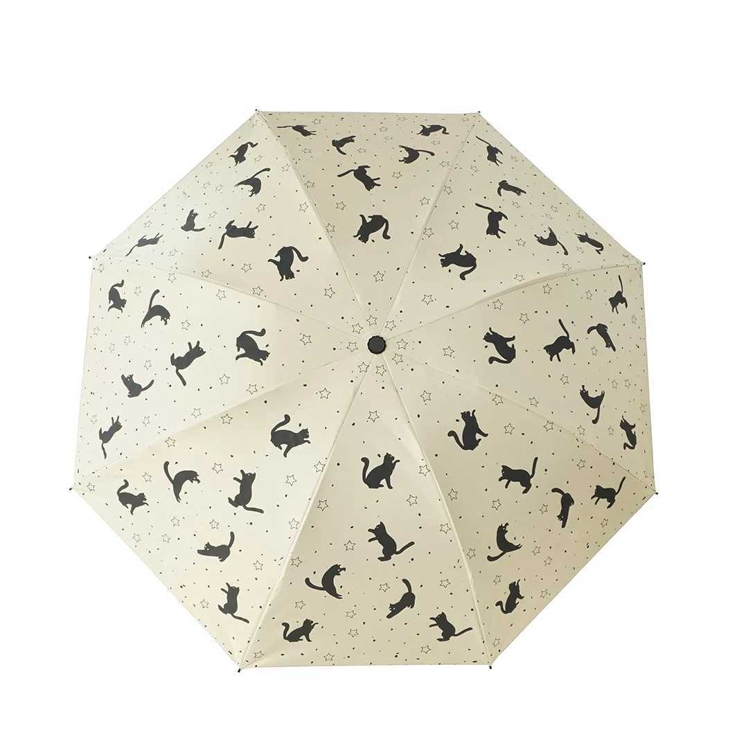 1pc cat starry sky pattern sunny umbrella female sunshade umbrella automatic portable umbrella suitable for travel H260318 - view 7