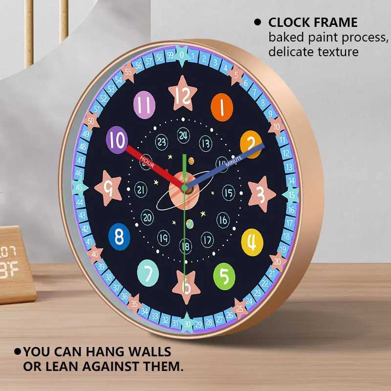 Cartoon Wall Clock Early Education Living Room Bedroom Study Clock Silent Movement Non Ticking Wall Hanging Home Decor D260318