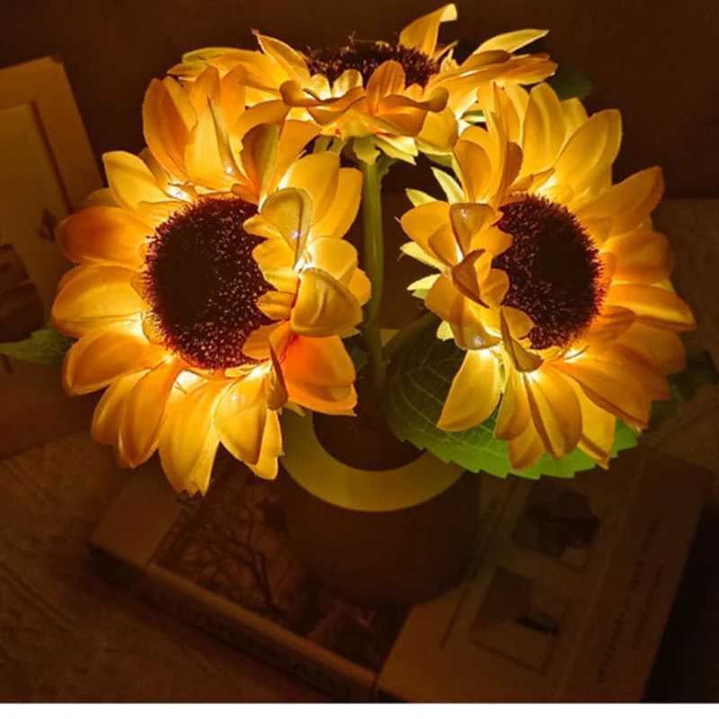 F5 Sunflower Led Night Light Besides Bedroom Lamp Table Lamp Usb Rechargeable Light Kids Gift Bedside Decorative Ambient Light H260318