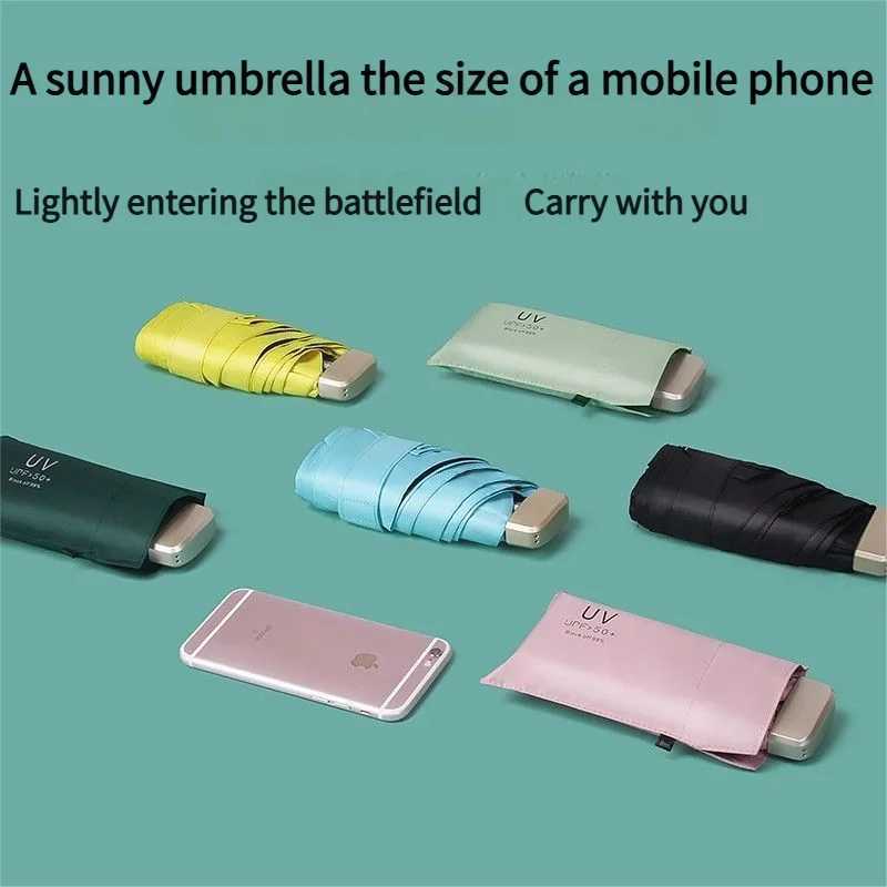 Ultra Light Small Mini Women Five Fold Umbrella Sun Proof Sun Proof Anti UV Sun Rain Dual Use Umbrella Thick Black Glue Pocket S H260318 - view 6