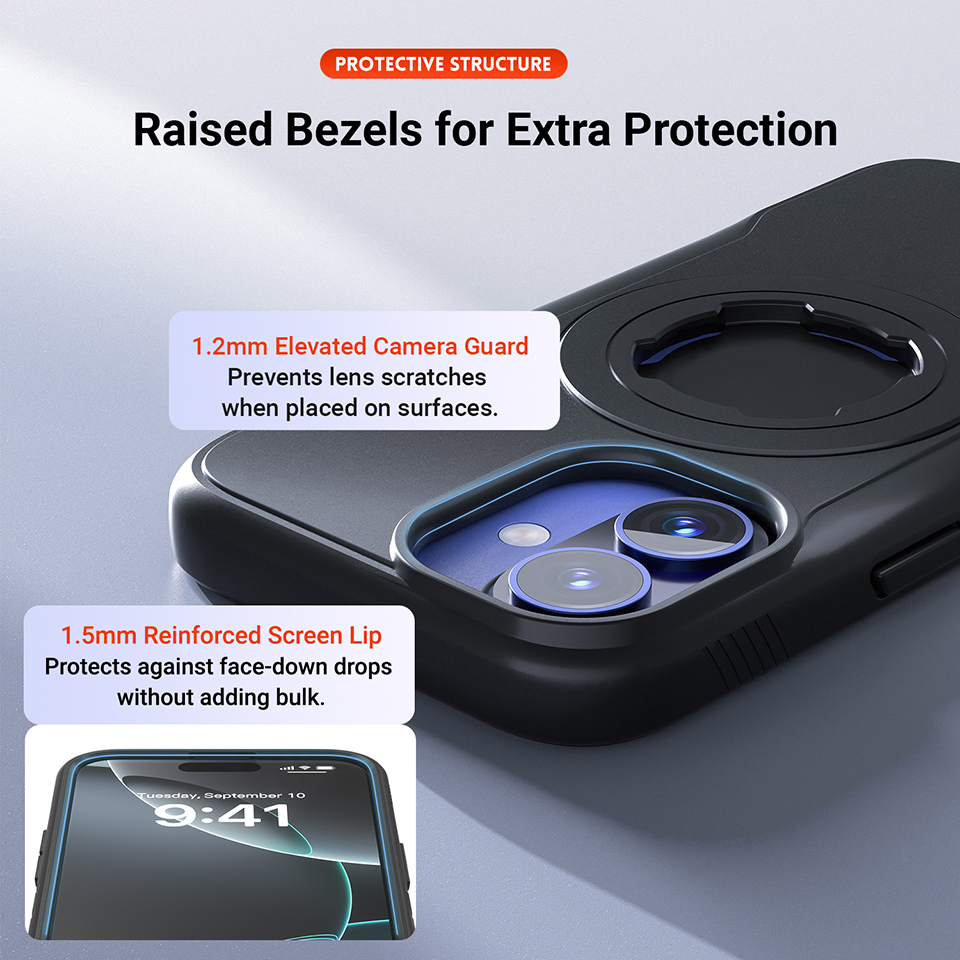 Bike Phone Case Compatible with iPhone 17, Quick-Release Lock for Motorcycle Mount, Slim Shockproof Cover, Black