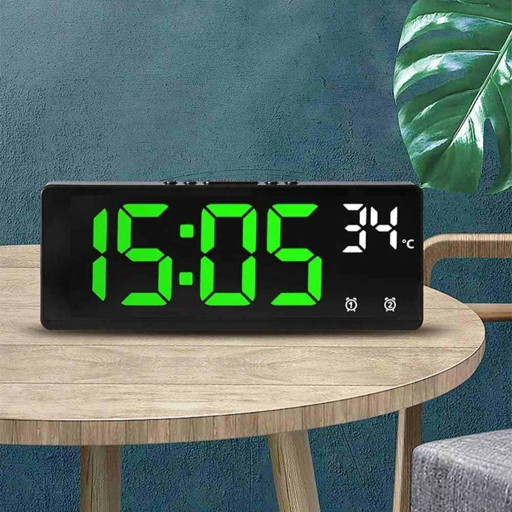Voice Control Digital Alarm Clock Temperature Dual Alarm Desktop Table Clock Night Mode 12/24H LED Clock Watch Desk D260318