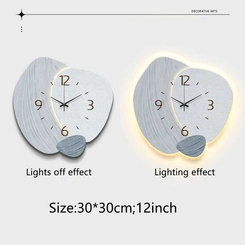 LED Light Wall Clock Luminous Clock Living Room Decorative Irregularly Wall Clock Stylish Silent Hole-Free Wall Quartz Clock D260318