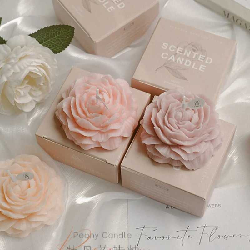 3D Peony Aromatic Candle Creative Flower Shape Aromatherapy Wedding Decor Gifts Box Valentines Day Scented Souvenir Ornament D260318