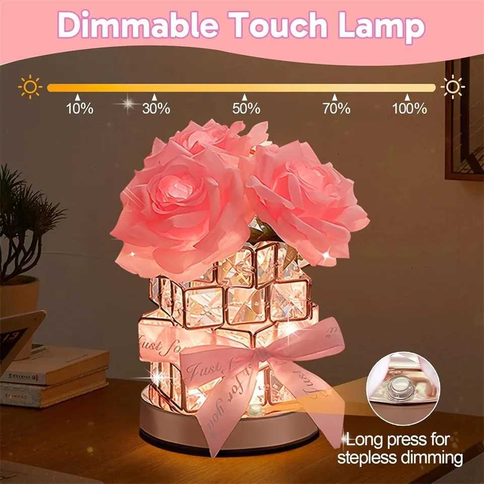 Sunflowers Flower Lamp Rechargeable Cordless Touch Table Lamp 3-Colour Infinitely Dimming Small Night Light for Living Room H260318