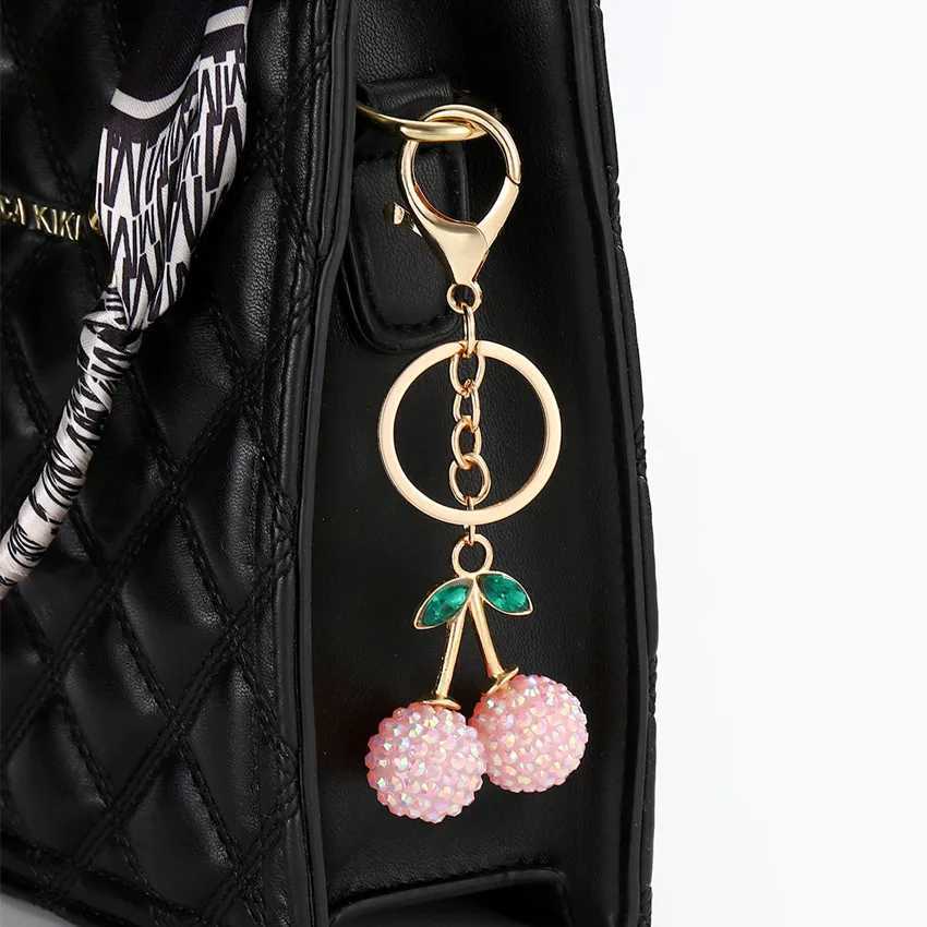 Cherry Fruit Keychain Cute Simulation Fruitage Alloy Set With Diamonds Key Chain Ladies Car Bags Pendants Jewelry Decorations H260318 - view 6