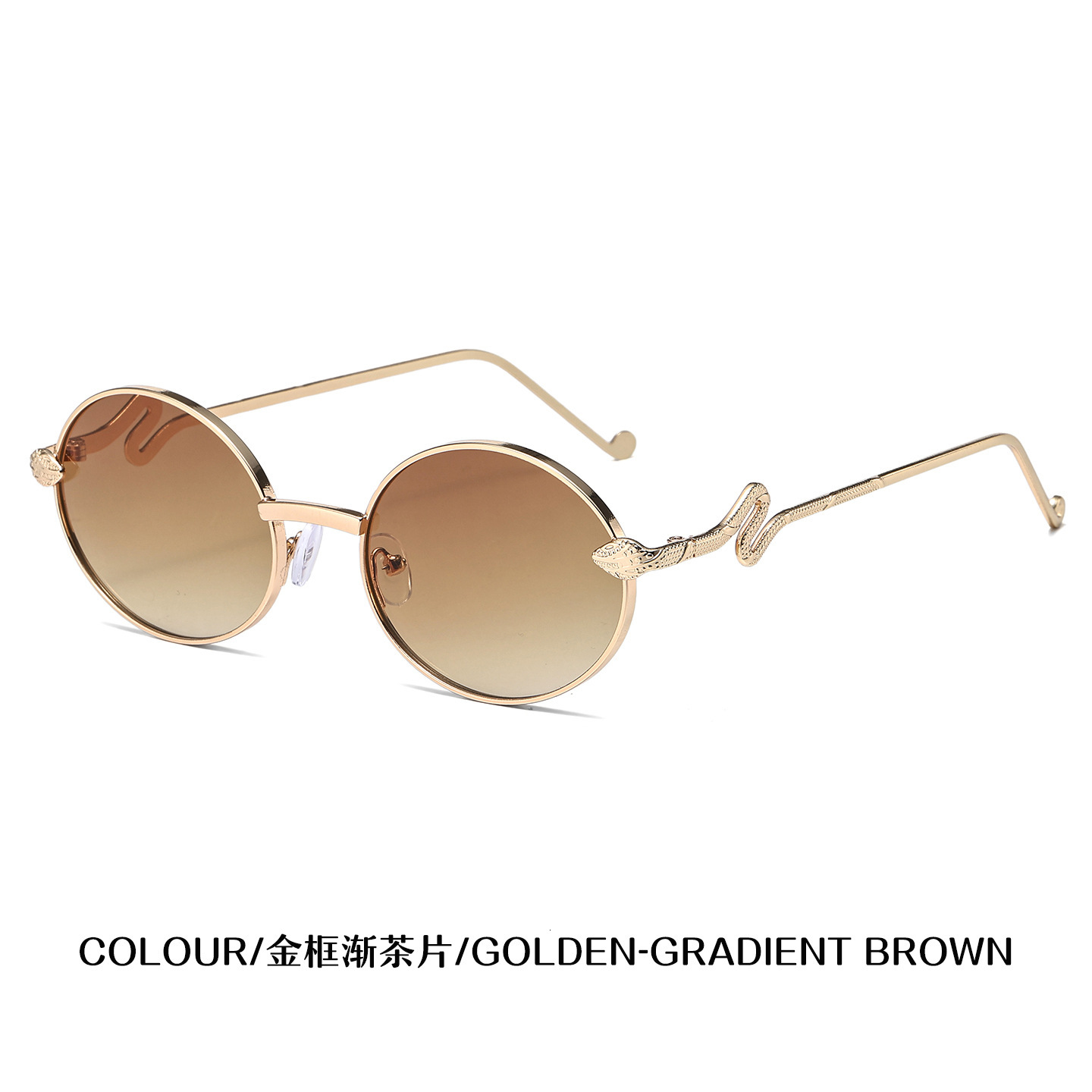 Luxury Brand Designer Sunglasses 2026 New Oval Fashion Sunglasses European And American Style Versatile Snake-Style Metal Retro Round Sunglasses