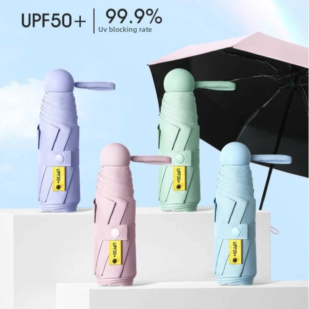 Mini Capsule Folding Umbrella Vinyl with Box Sun Rain Umbrella Dual Use Protection UV Sunshade Travel Accessoreis for Outdoor H260318 - view 3