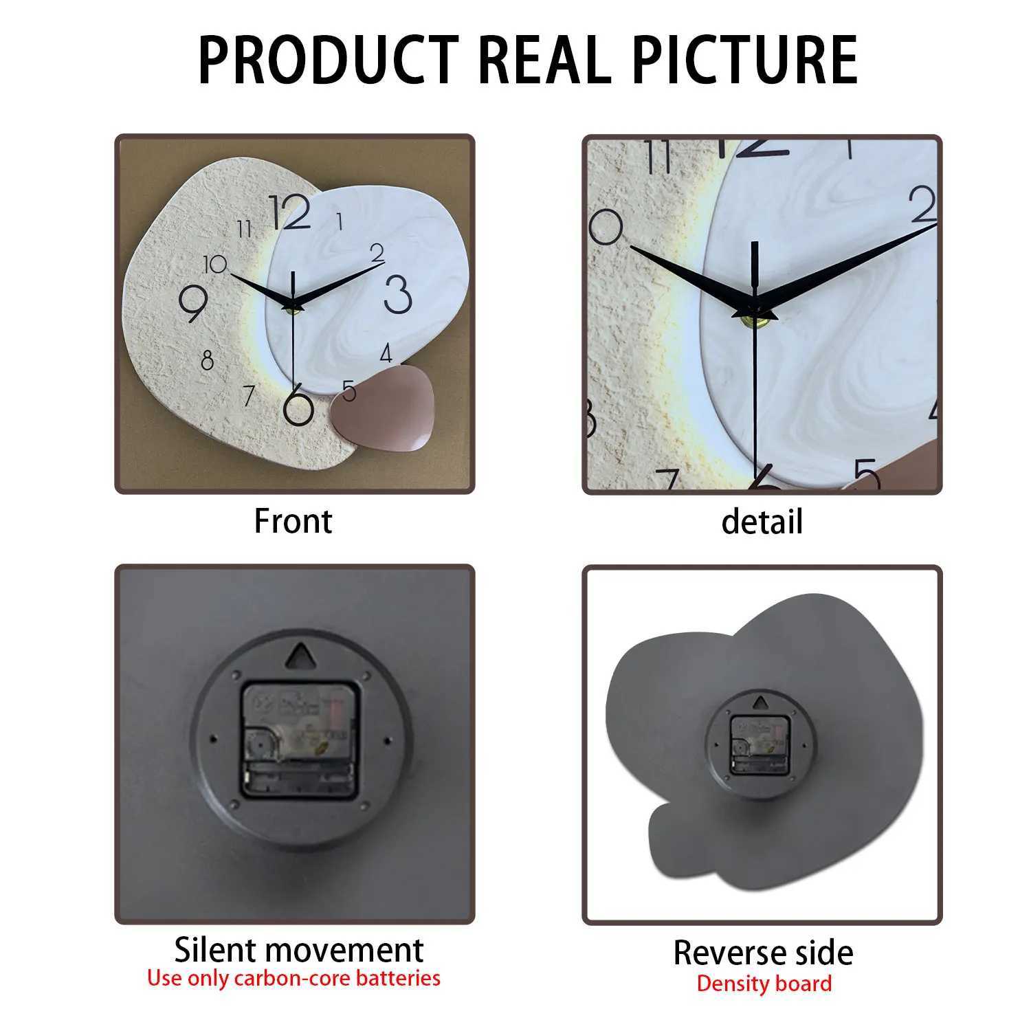 Modern Simple Wall Clock Silent Quartz Clock Bedroom Clock Living Room Sofa Background Decoration Wall Clock No Battery D260318