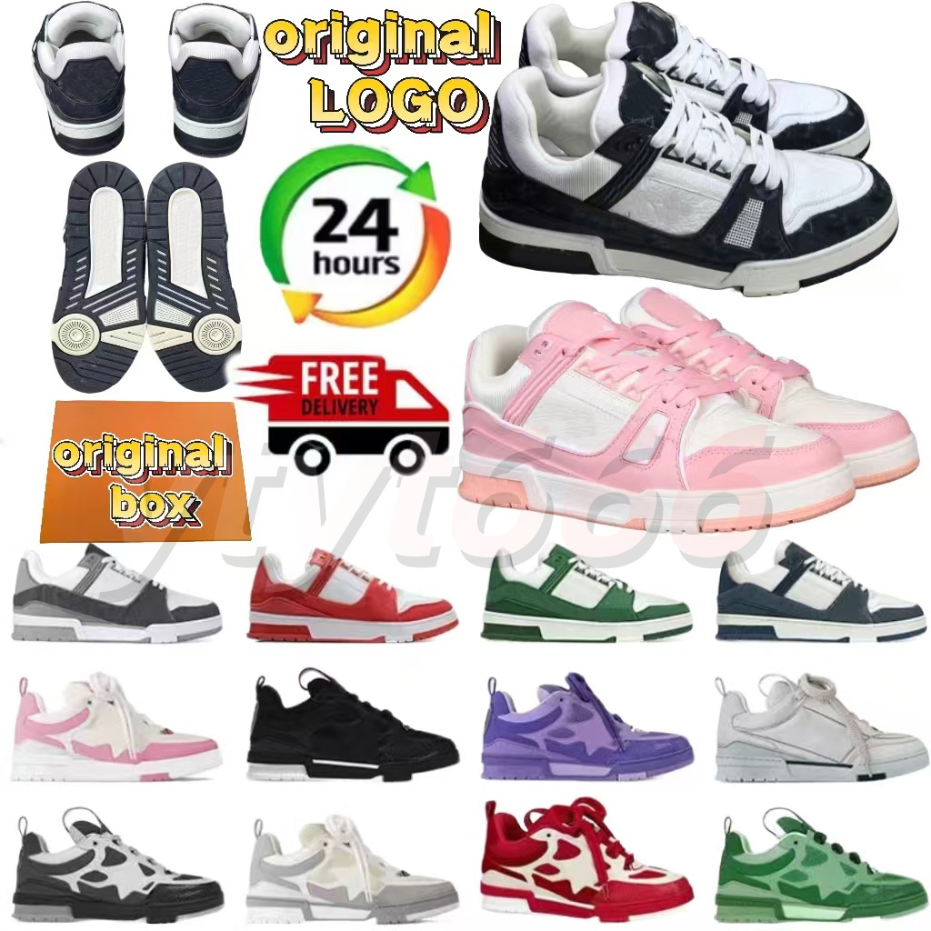 lvs trainers Designer shoes Casual shoes denim canvas leather white green blue yellow letter fashion platform mens and womens low trainers Size 36-45