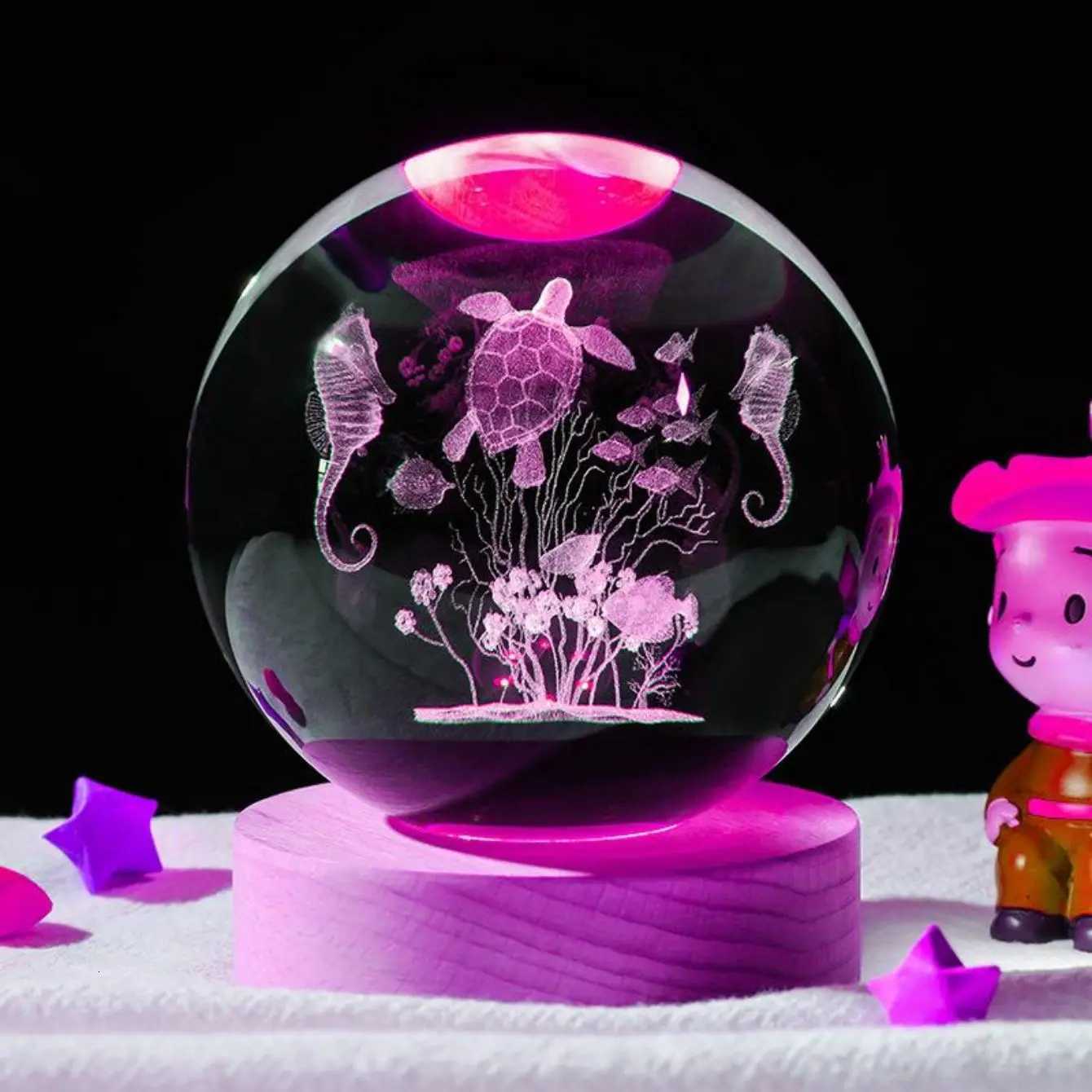 1pc 3D carved sea turtle crystal ball decoration nightlights in various colors gifts for mom gifts for her/him gifts for gir H260318