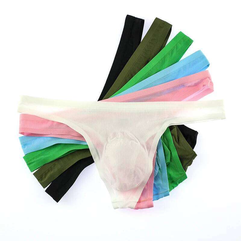 Men S Thongs G Strings Sexy Men Seamless Underwear Ultra Thin Ice Silk Panties Underpants Man Bikini Briefs Jockstrap