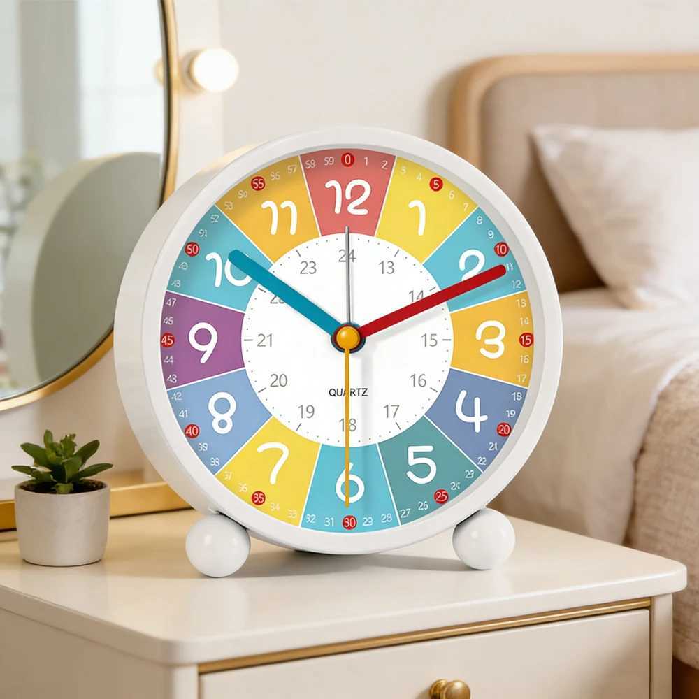 11CM Early Education Desktop Alarm Clock Metal Frame Student Wake Up Clock Silent Movement Bedroom Study Alarm Clock Home Decor D260318
