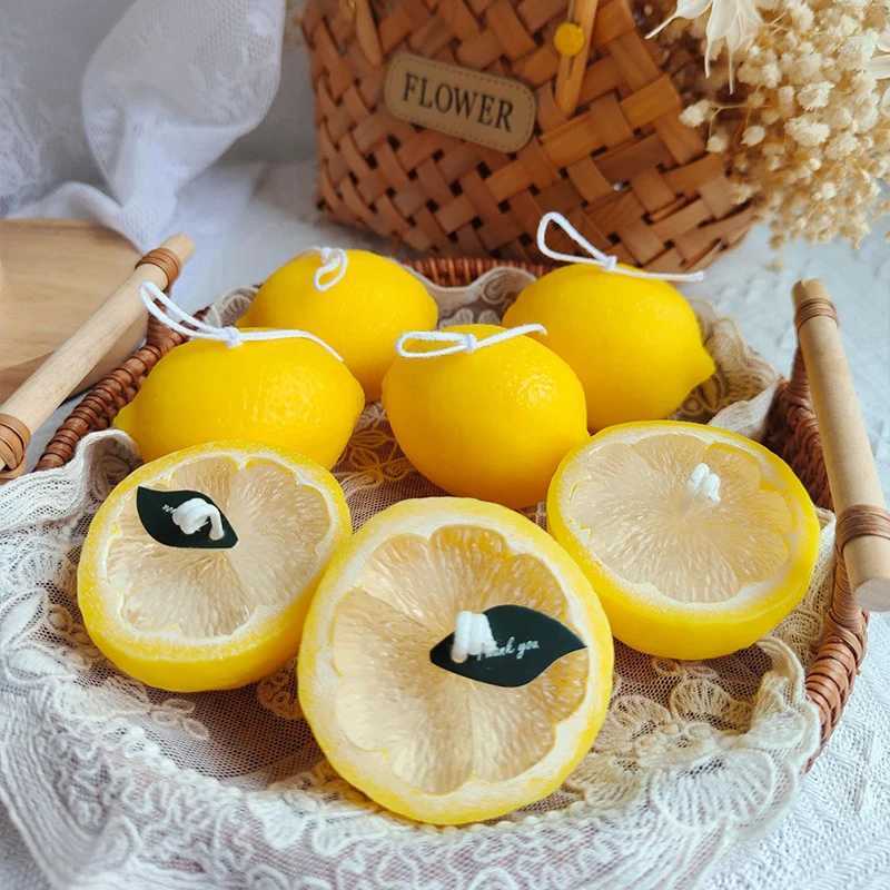 Handmade Lemon Scented Soy Wax Candle - Home Decor Souvenir Hand-Poured Fragrance for Atmosphere Decoration D260318