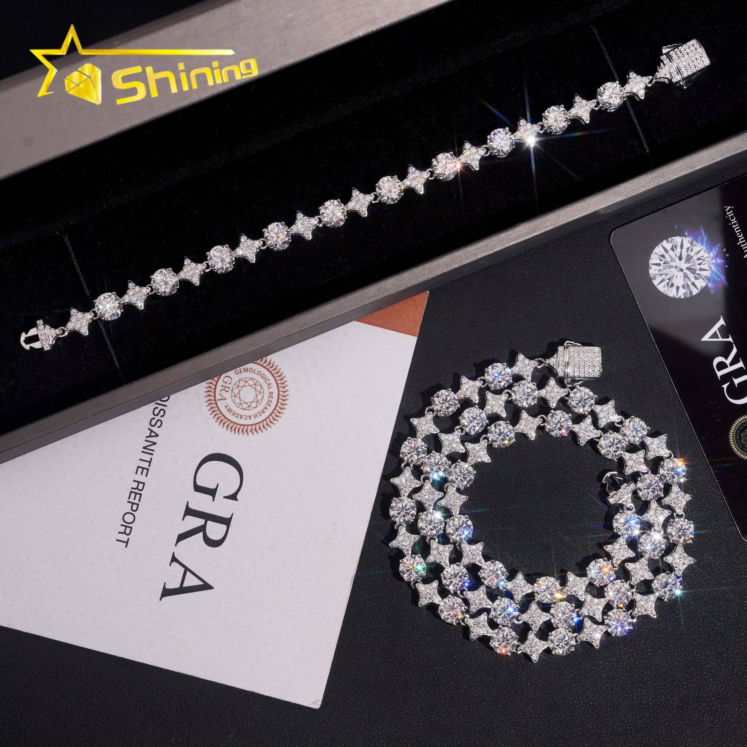 New Design Bracelet 925 Sterling Silver Gold Plated VVS Moissanite Pass Diamond Test Sparkling Bracelet
