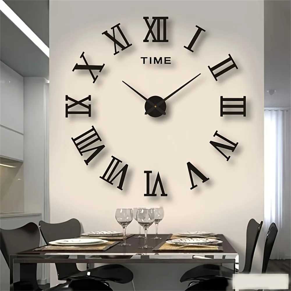 New Modern Design Large Wall Clock 3D DIY Quartz Clocks Fashion Watches Acrylic Mirror Stickers Living Room Home Decor Horloge D260318