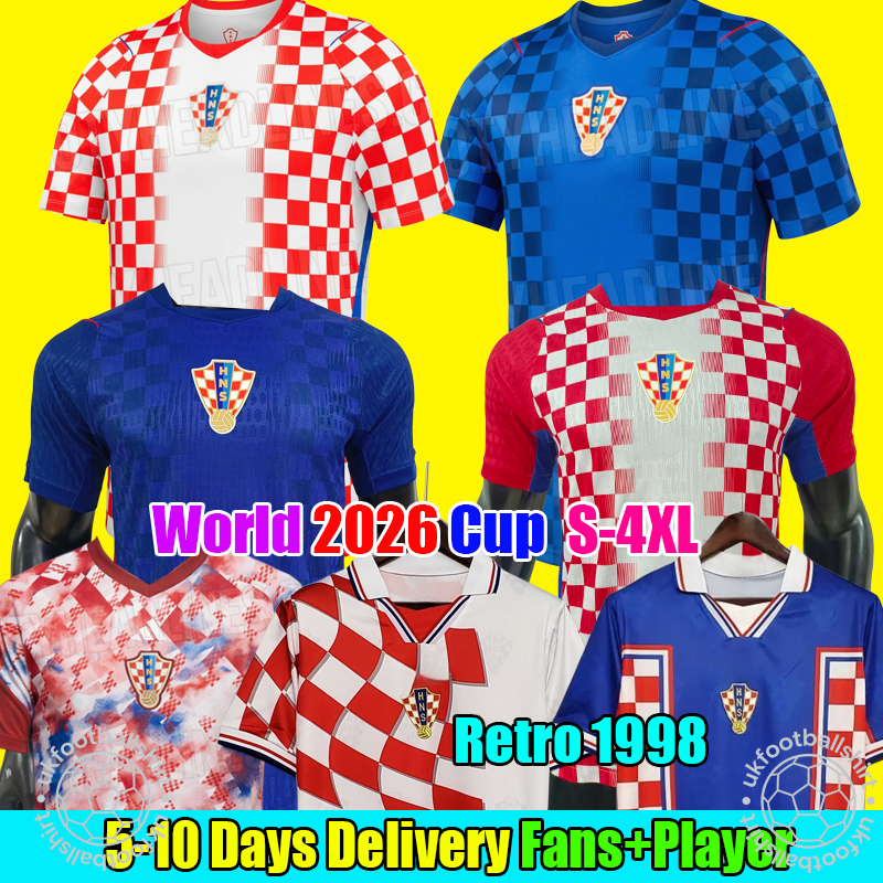 S-4XL 25 26 Croatia jersey 2026 Soccer Jerseys 2025 2026 Retro 1998 Modric Football Shirt World Camisetas de Futbol men Kids Kit uniforms set tops