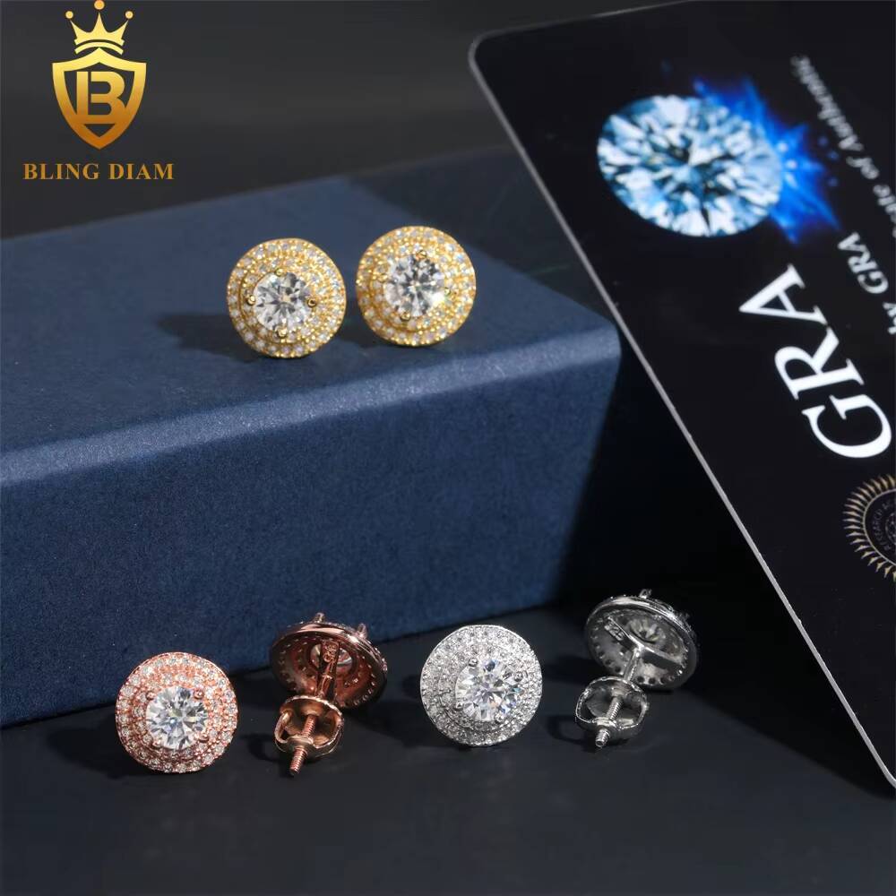 USA Stock New Arrivals 925 Silver Earrings Iced Out Vvs Moissanite Earring Diamond Fine Jewelry Earring Men Women