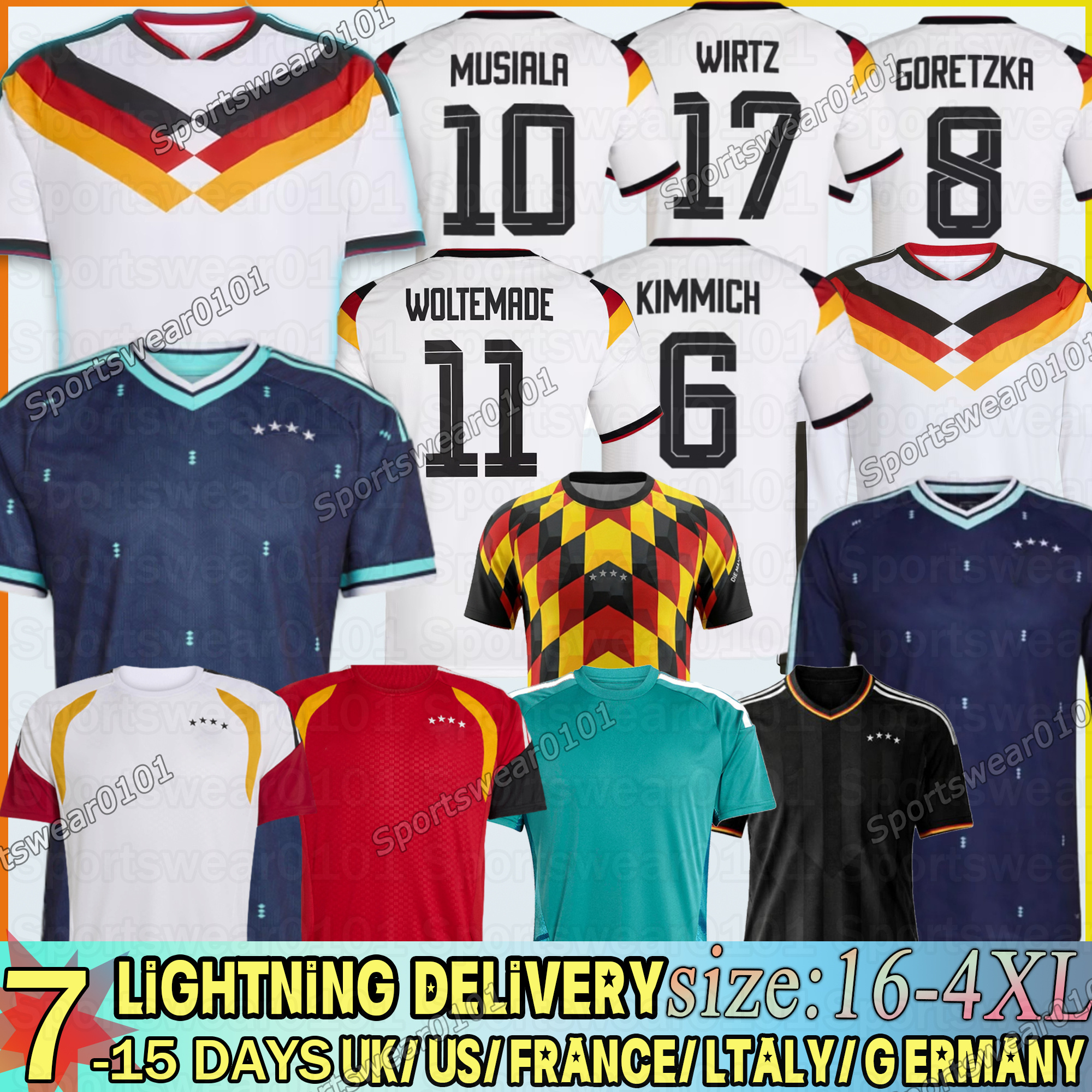 Germany jersey 2026 Musiala Wirtz soccer jersey Havertz Kimmich Retro trikot Tah RUDIGER Raum MULLER Deutschland trikot 2026 football shirt men XXXL 4XL kids kit