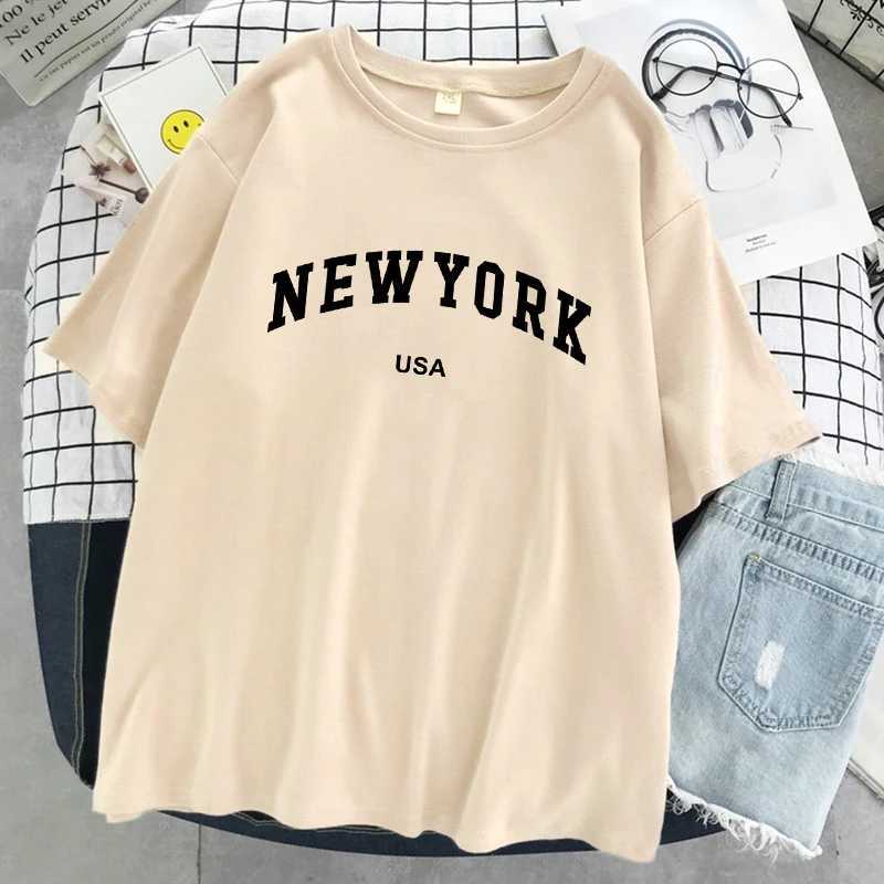New York Usa City Letter Graphic Tshirt Women Cotton Sport Tops Summer Fashion Tee Shirt Street Casual Oversized Short SleeveT260317