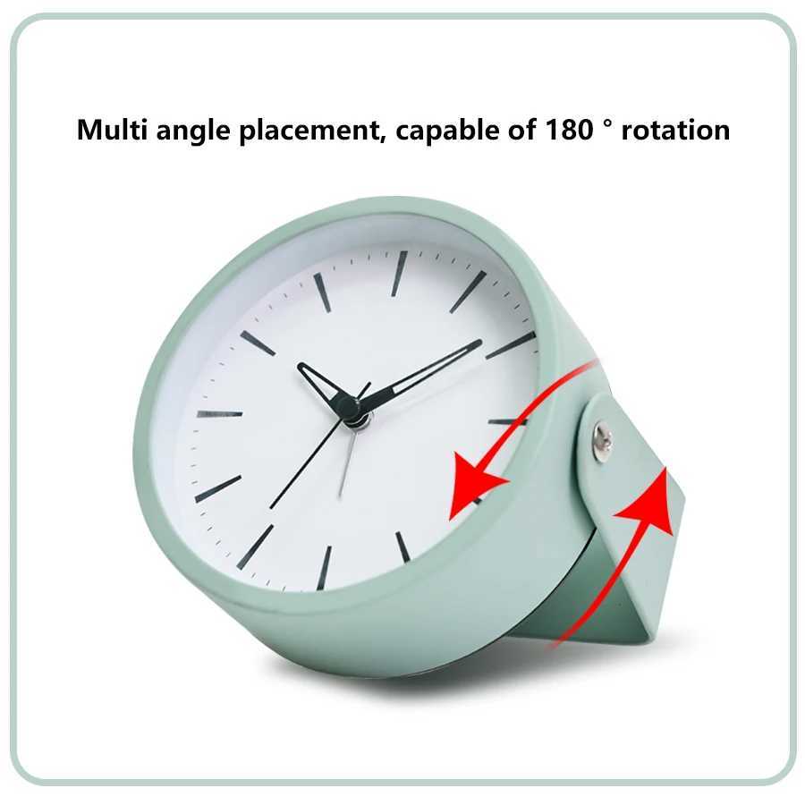 1pc 45 inch metal rotating quartz alarm clock simple desktop silent clock suitable for home and office decoration D260318