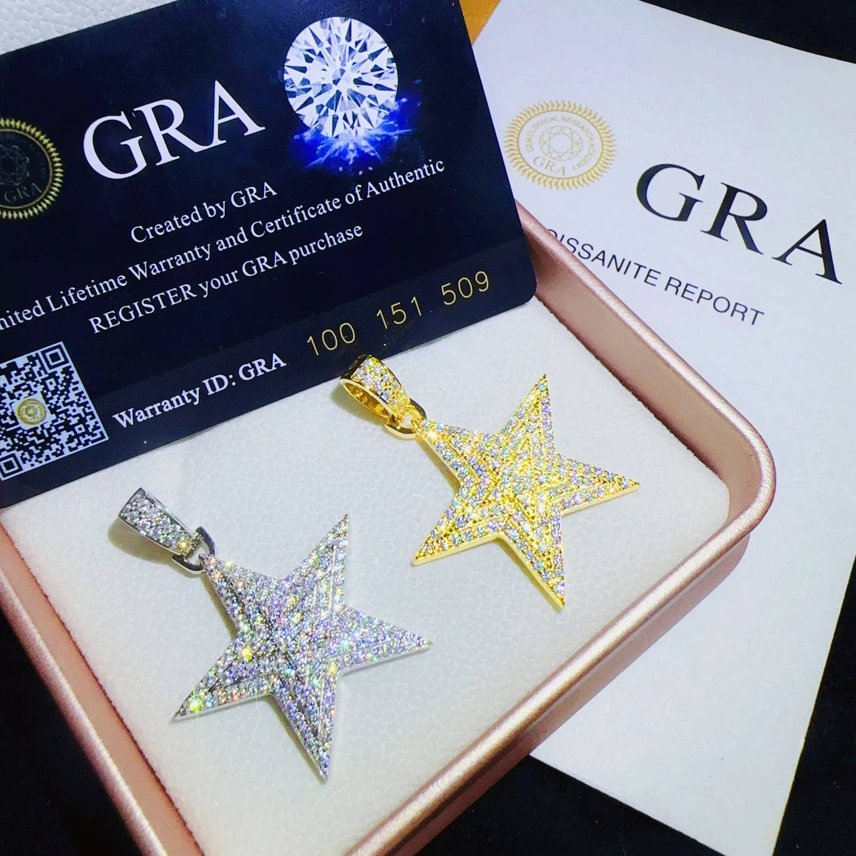 Fine Moissanite Jewelry Hip Hop Pendant 925 Sterling Silver NECKLACE Iced Out VVS Diamond CHAIN Star Pendant