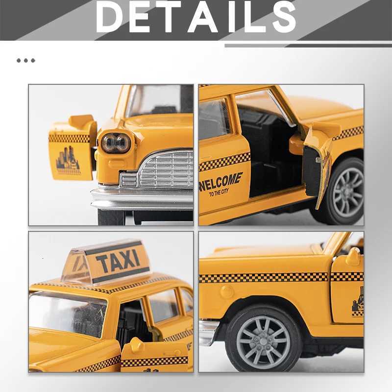 1/32 Retro Taxi Model Car Alloy Miniature Toy Car Diecast Vehicle Collection Baby Toys For Kids Childrens Day Gift Y260316