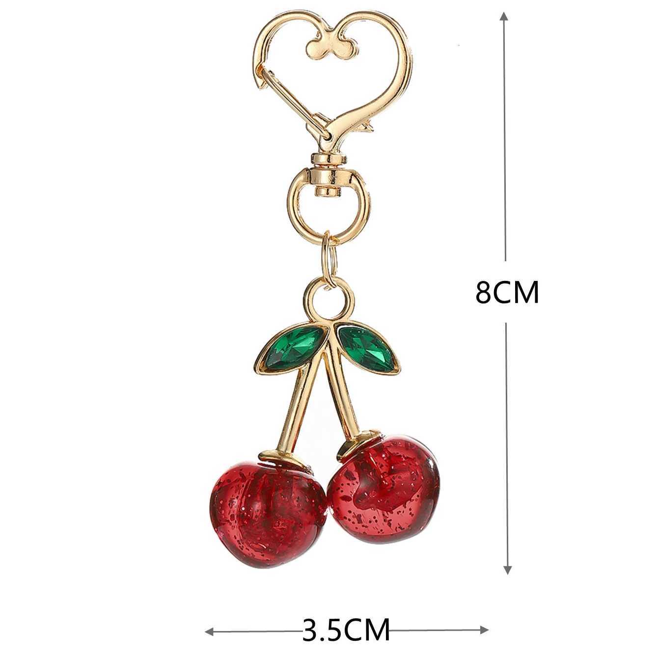 Cute Bling Acrylic Cherry Keychains for Women Girls Cartoon Cherry Backpack Bag Charm Car Keyrings Keys Holder Gifts H260318 - view 6