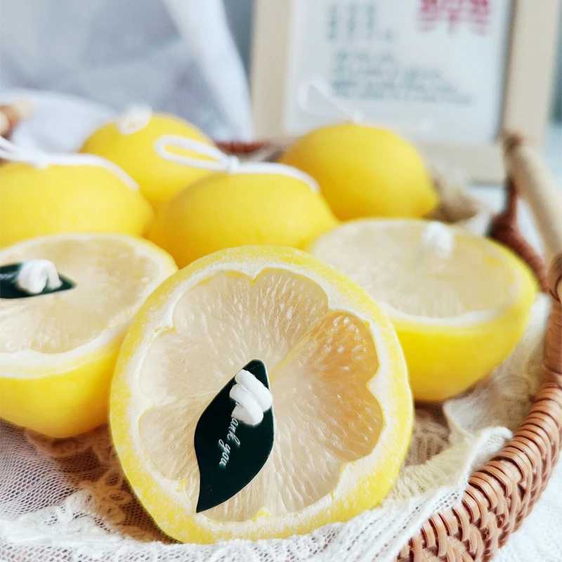 Handmade Lemon Scented Soy Wax Candle - Home Decor Souvenir Hand-Poured Fragrance for Atmosphere Decoration D260318