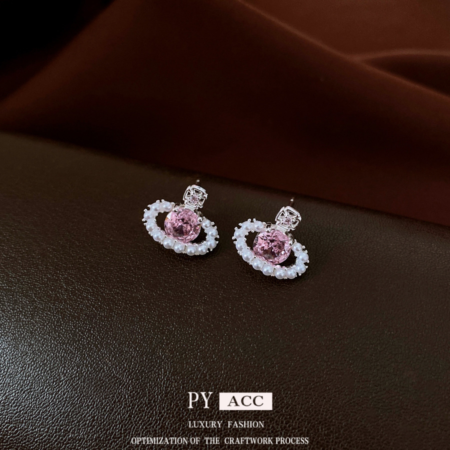 Luxury Brand Designer Jewelry Luxury Brand Designer Jewelry Korean Silver Needle Zircon Pearl Saturn Earrings Sweet Simple Versatile Studs Light Luxur