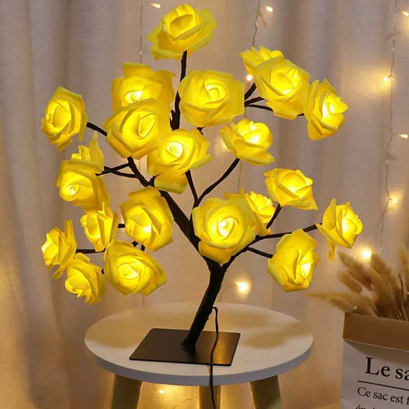 LED Rose Flower Table Lamp USB Christmas Tree Fairy Lights Night Lights Home Party Wedding Bedroom Decoration Mothers Day Gift H260318