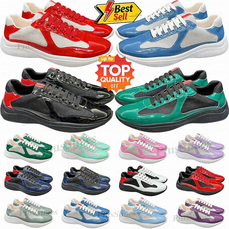 Designer Americas Cup Dress Shoes for Men Women Platform Sneakers American Cups Shoes bright leather nylon Sneaker Rubber Fabric beige Skate Shoes Mens B22 Trainers