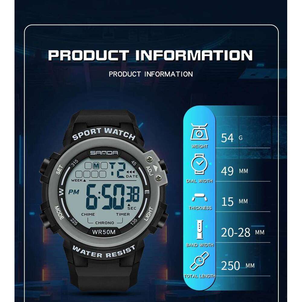 SANDA 2140 Fashion G Style Sports Multi functional Waterproof LED Men's Digital Electronic Watch