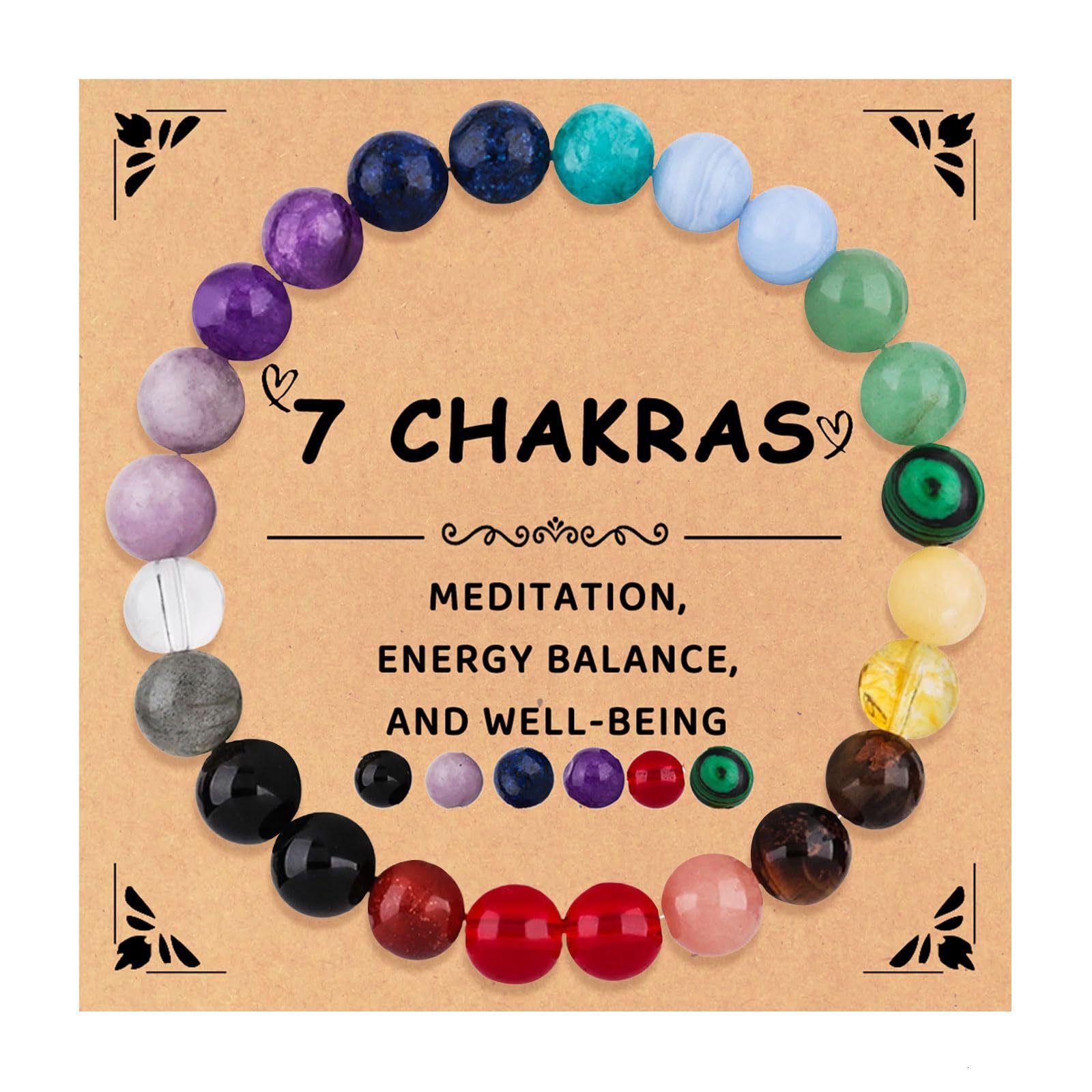 Natural Stone Crystal Beaded Elastic Cord Motivational Gift 8mm Mixed Color Chalcedony Yoga Bracelet