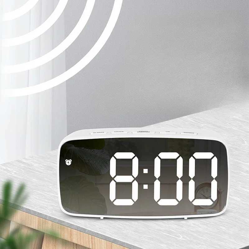 Alarm Clock Chargeable Music Digital Desk Clock Led Snooze Table Decorations Night Mode Electronic Control Voice Wall Clocks D260318